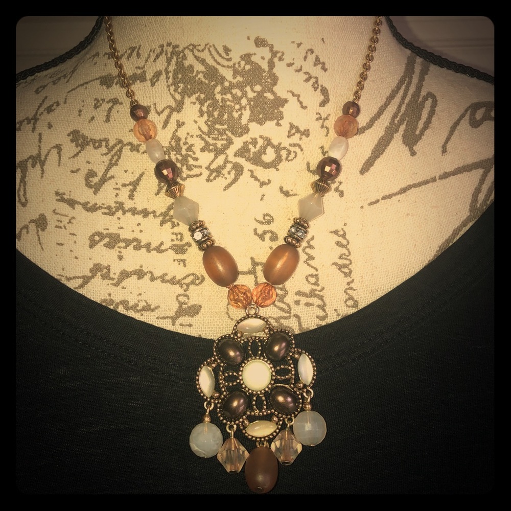 Necklace Multi-color Brown Beads